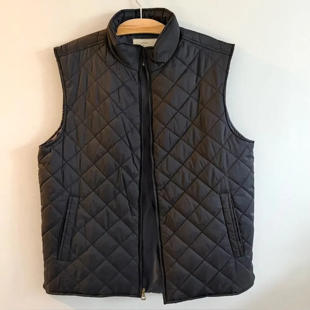 Men's Black Quilted Lightweight Vest Size L NWOT Weatherproof Vintage